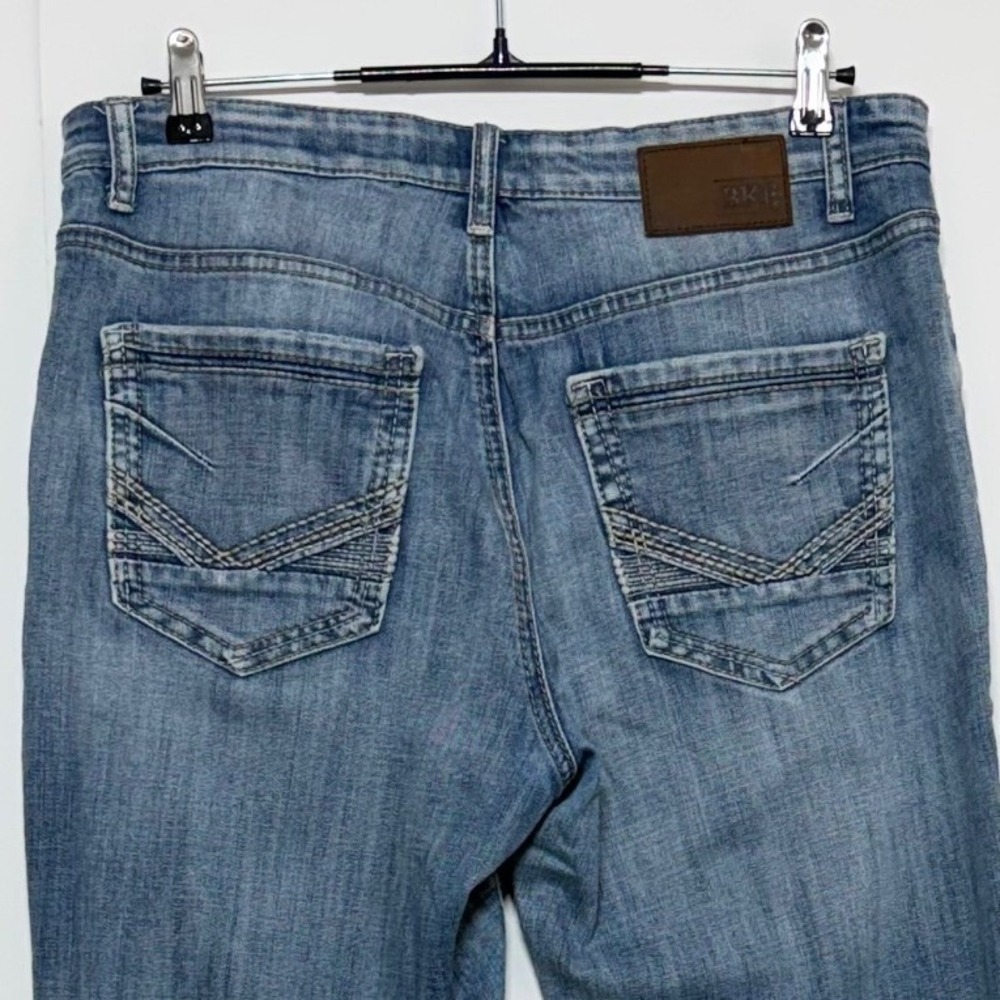 BKE Nolan Jeans Men Measures 34X35 Tag 34XLong Blue Straight Leg Stretch Western